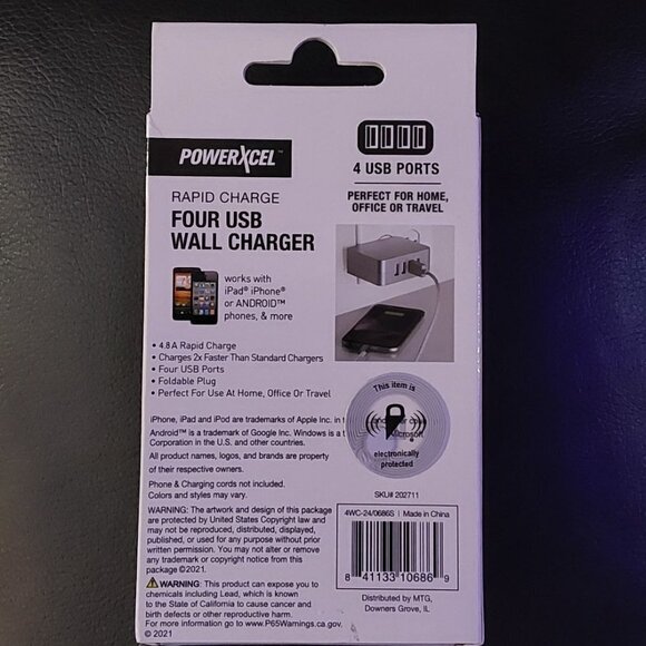 Rapid Charge 4 USB Wall Charger | Powerxcel - Picture 2 of 2